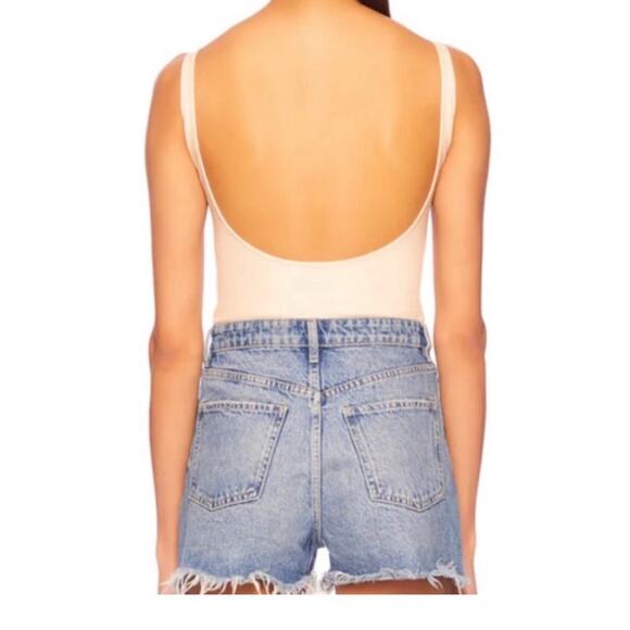 Susana Monaco Faux Leather Low Back Tank Bodysuit Blanched Almond Size M NWT - Picture 12 of 14